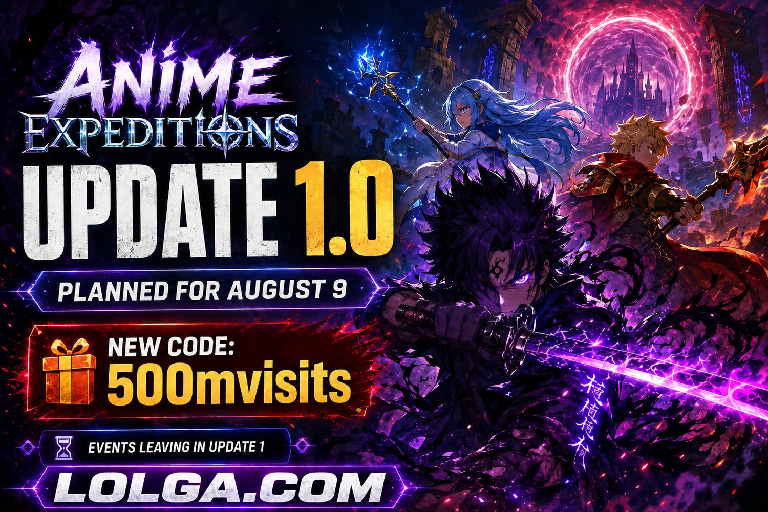 Anime Expeditions Update 1.0 – August 9 & 500mvisits Code