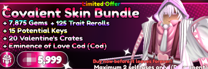 Anime Reborn Items All Server Covalent Skin Bundle