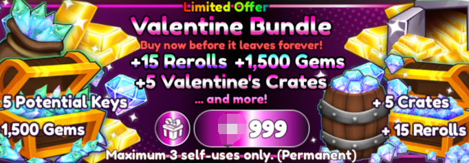 Anime Reborn Items All Server Valentine Bundle