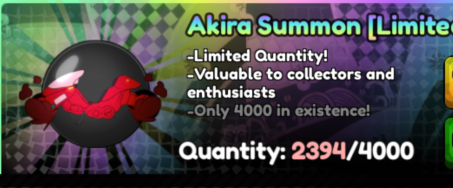 All Star Tower Defense X Shop All Server Akira Summon[Limited]