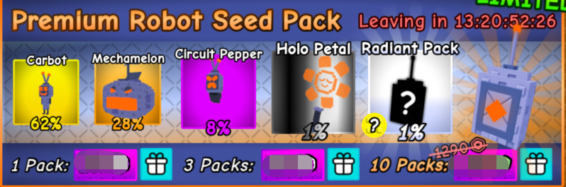 Capybaras VS Plants Shop 3×Premium Robot Seed Pack