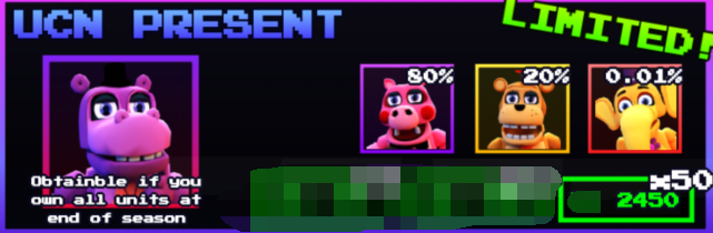 Five Nights TD All Server UCN Present Pack*50