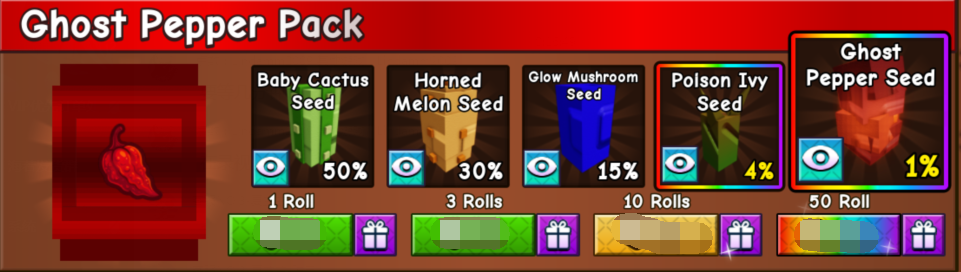 Grow a Garden 2 Shop Ghost Pepper Pack×50 Roll
