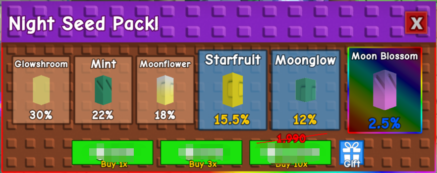 Grow a Garden Items All Server Night Seed Pack*10