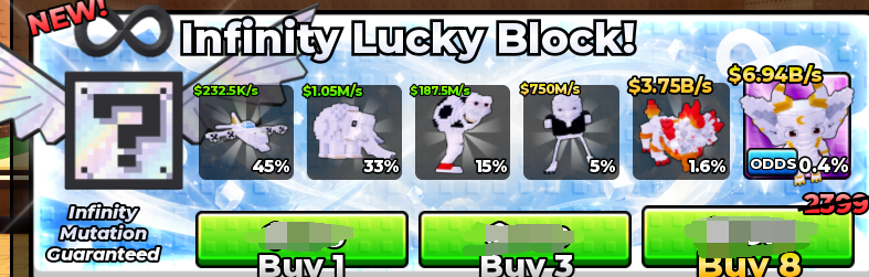 Kick a Lucky Block Shop Infinity Lucky Block *8