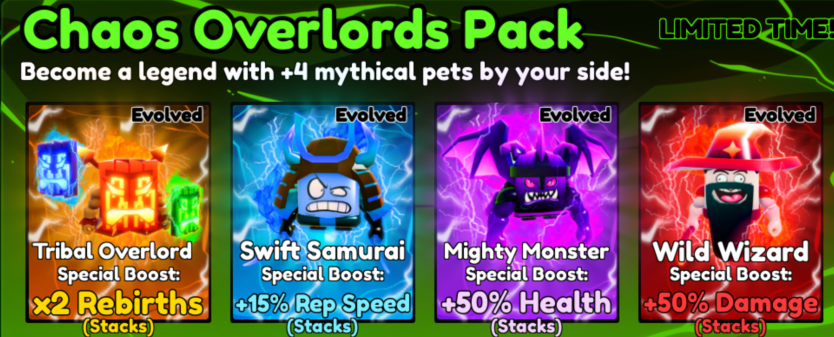 Muscle Legends All Server Chaos Overlords Pack