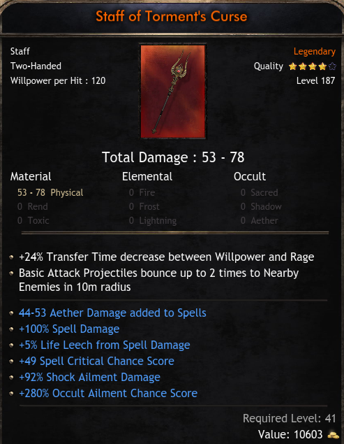 Leveling Items Global Leveling Gear - Staff of Torment's Curse - (Wolcen) ID01
