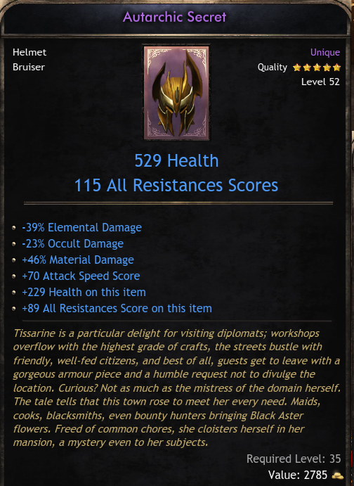 Unique Items Global Autarchic Secret - (Wolcen) ID-1