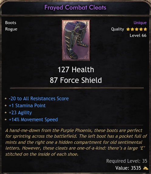 Unique Items Global Frayed Combat Cleats - (Wolcen) ID-1