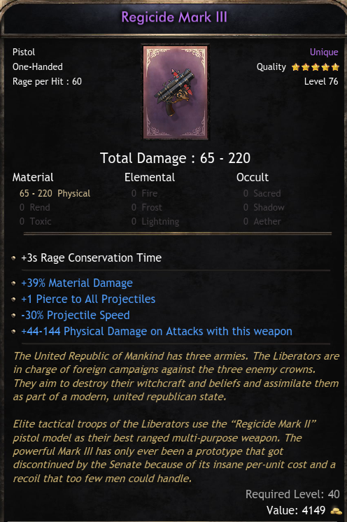 Unique Items Global Regicide Mark III - (Wolcen) ID-1