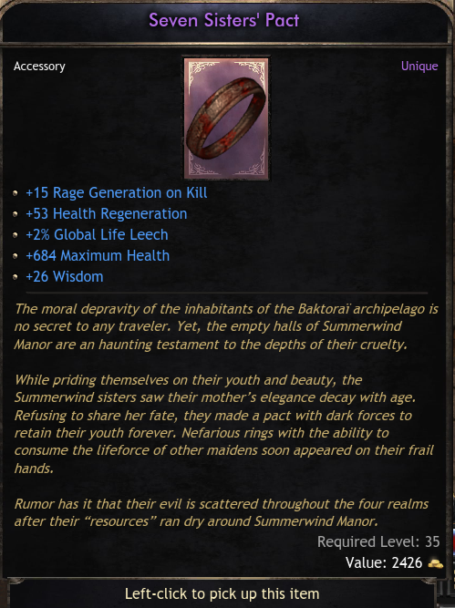 Unique Items Global Seven Sisters' Pact - (Wolcen)