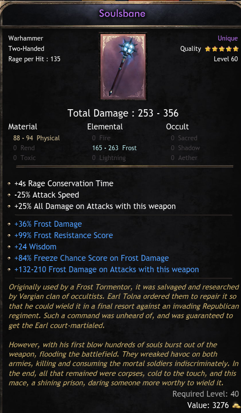 Unique Items Global Souls Bane - (Wolcen)