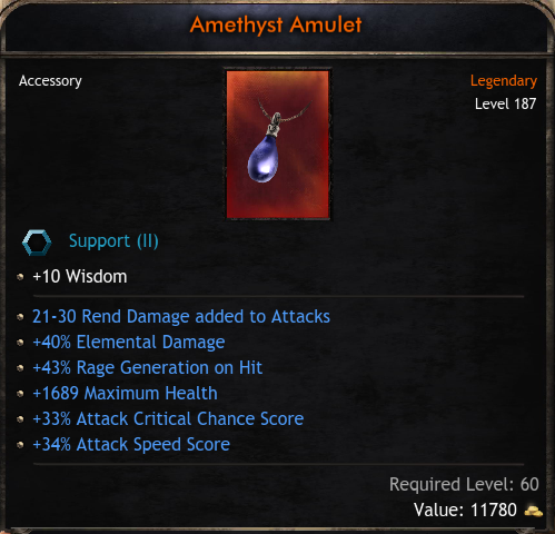 Legendary Items Global Amethyst Amulet - (Wolcen) ID-02