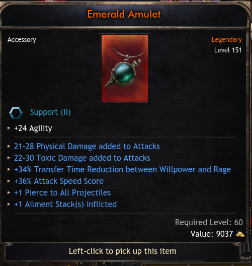 Legendary Items Global Emerald Amulet - (Wolcen) ID-01