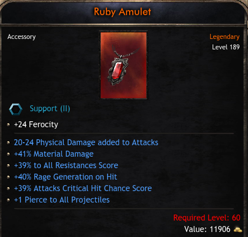 Legendary Items Global Ruby Amulet - (Wolcen) ID-02