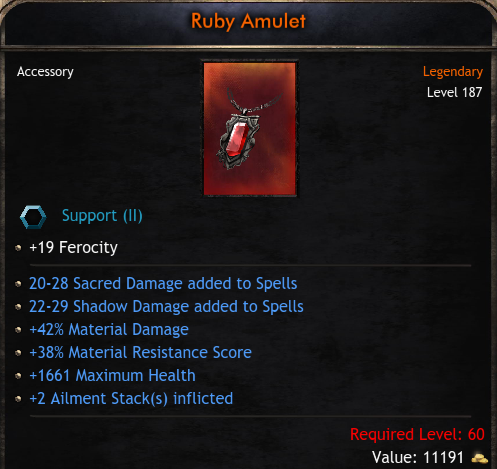 Legendary Items Global Ruby Amulet - (Wolcen) ID-03