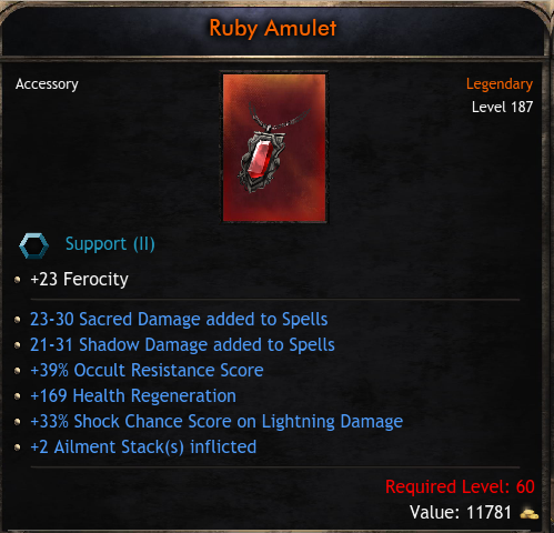 Legendary Items Global Ruby Amulet - (Wolcen) ID-04