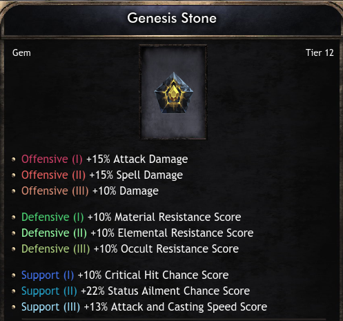 Gems Global Genesis Stone - Tier 12 Gem (Wolcen)