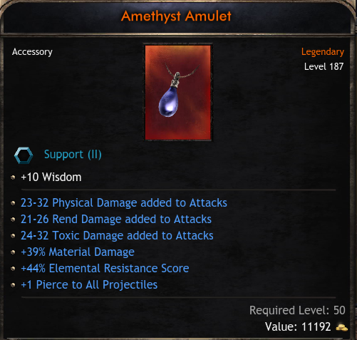 Legendary Items Global Amethyst Amulet - (Wolcen) ID-03