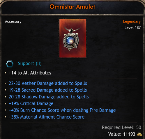 Legendary Items Global Ominstar Amulet - (Wolcen) ID-01