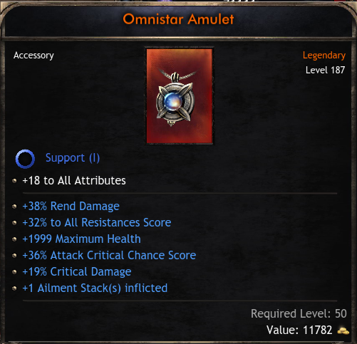 Legendary Items Global Ominstar Amulet - (Wolcen) ID-02