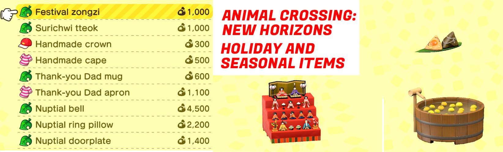  Animal Crossing: New Horizons Holiday and Seasonal Items