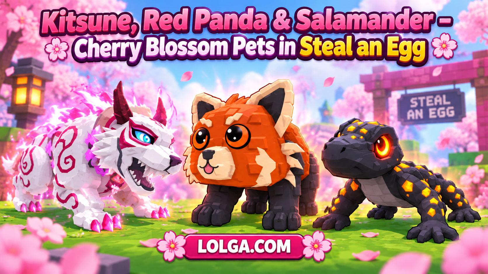 Kitsune, Red Panda & Salamander – Cherry Blossom Pets in Steal an Egg