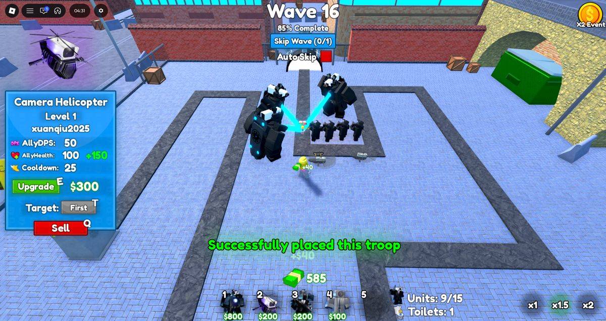 Deploy units and upgrade defenses in game