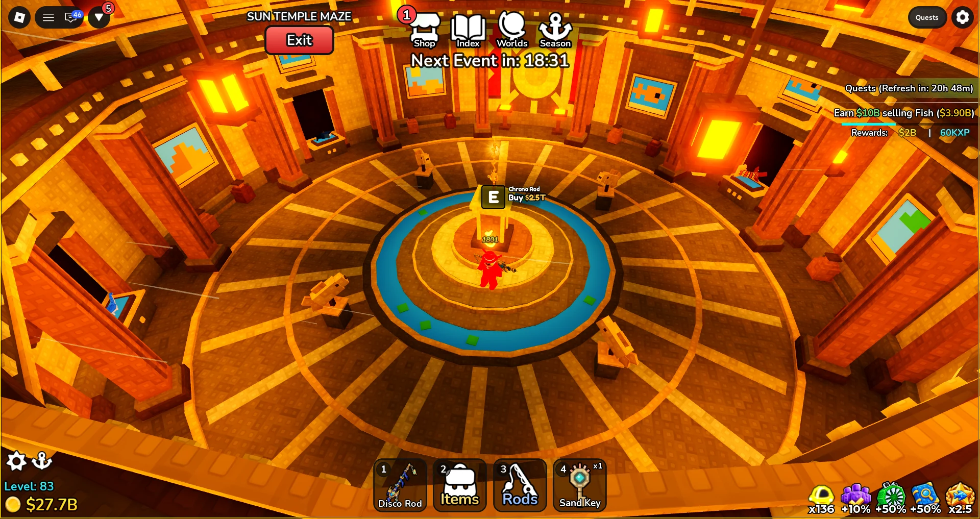 Circular final chamber in the Deep Fishing Dunehaven Temple Maze
