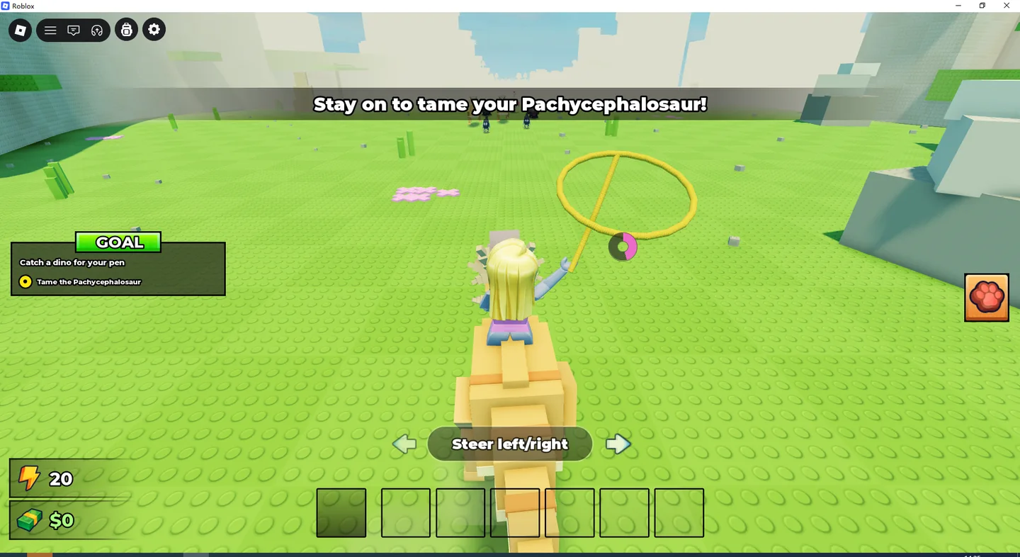 Ride a Dino stamina circle while the player rides a Pachycephalosaur