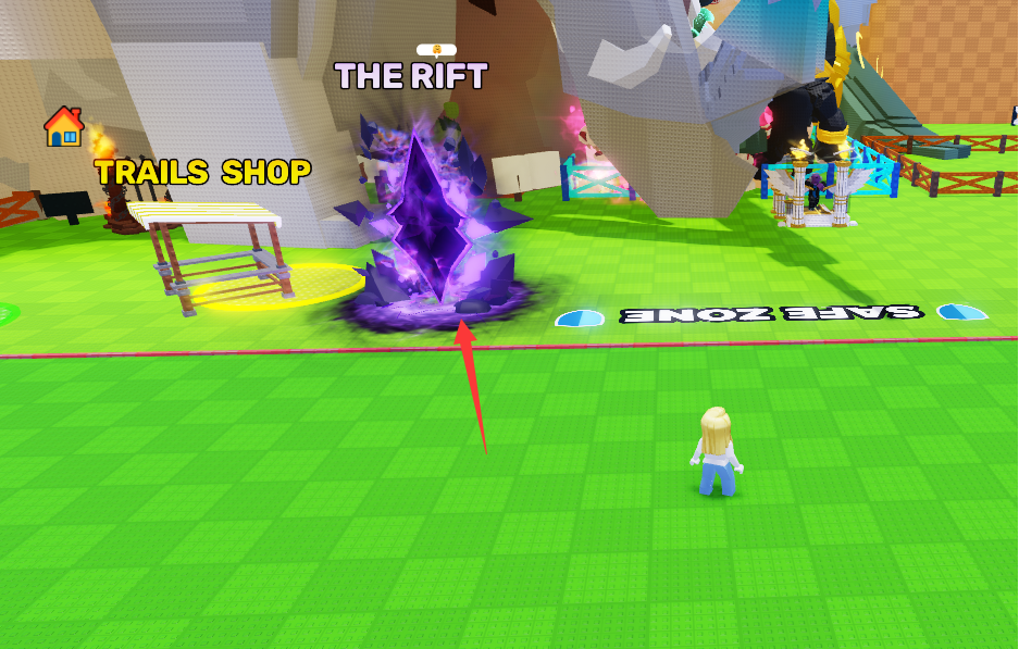 The Rift crystal formation next to the Trails Shop in Steal an Egg