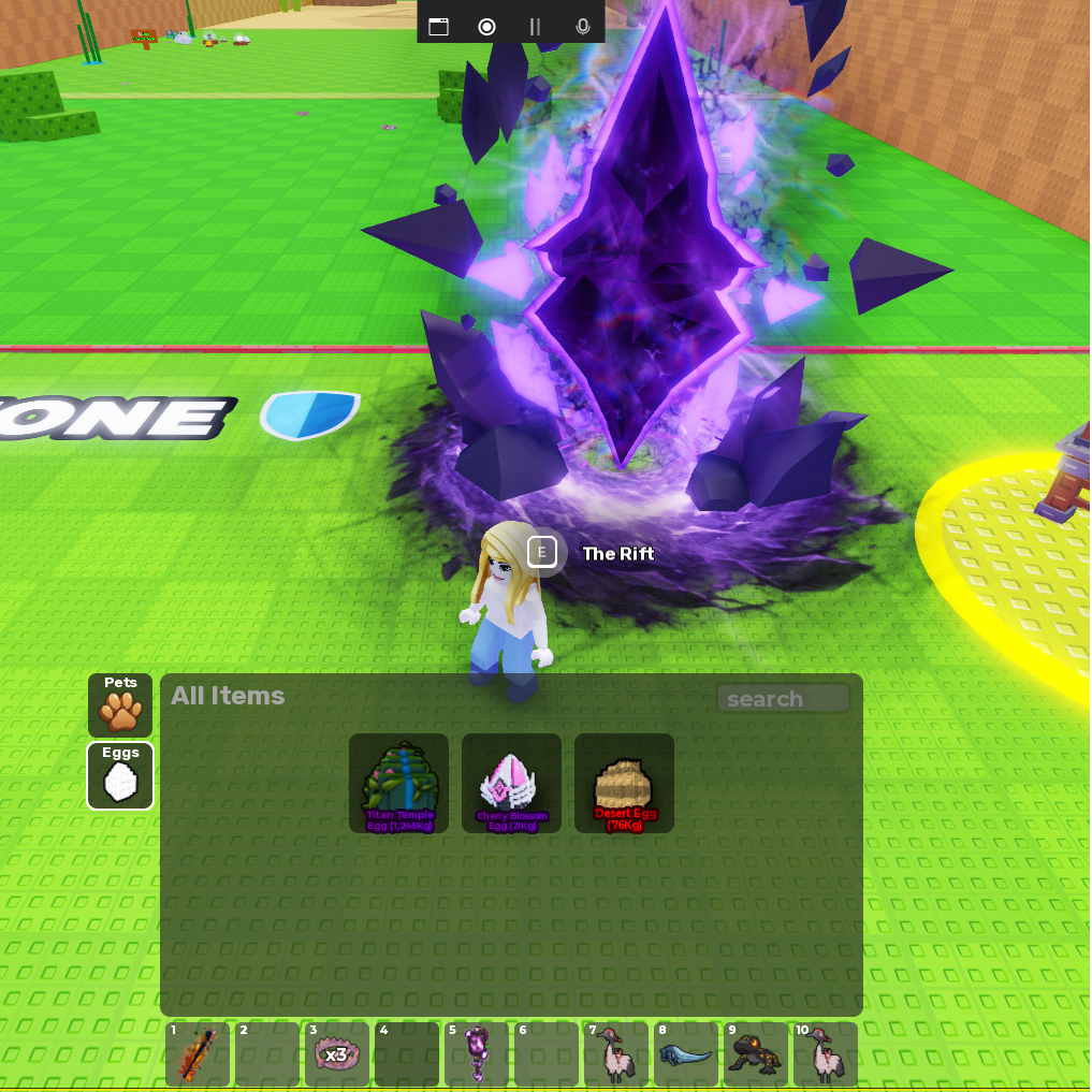 Steal an Egg inventory screen showing owned Eggs before a Rift Sacrifice
