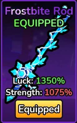 Frostbite Rod equipped: 1350% Luck, 1075% Strength