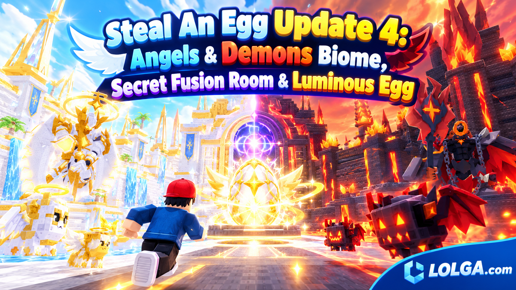 Steal An Egg Update 4: Angels & Demons Biome, Secret Fusion Room & Luminous Egg