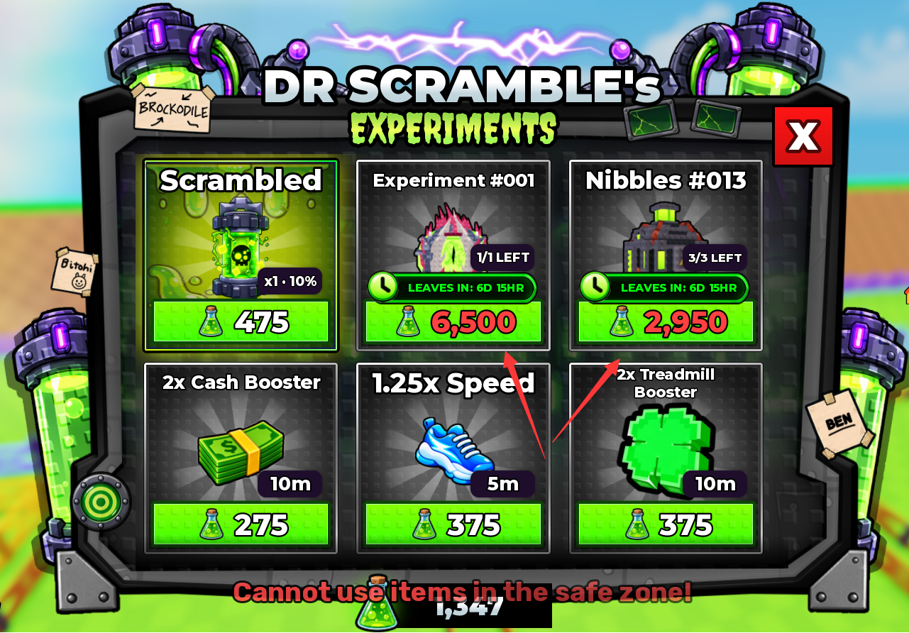 Dr. Scramble's Experiments shop with the Experiment #001 Egg and Experiment #013 Egg